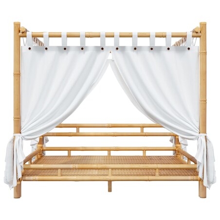 vidaXL Łóżko z baldachimem, 200x200 cm, bambusowe