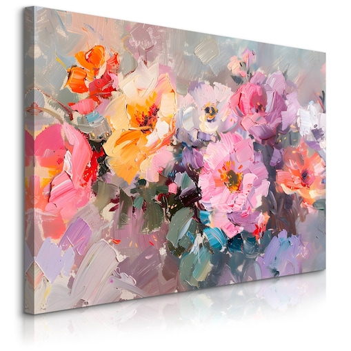 Obraz Na Płótnie Do Salonu Jadalni Malowane Polne Kwiaty Natura 120x80cm