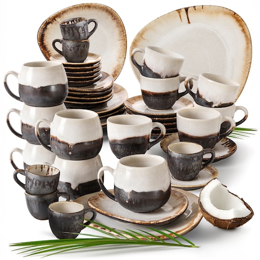 Konsimo PRIMA Zestaw kawowo-śniadaniowy 6 os. (42 el.) , jasnobeżowy