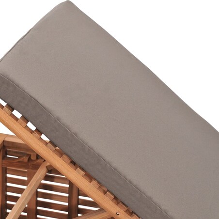 vidaXL Leżak z ciemnoszarą poduszką, lite drewno tekowe