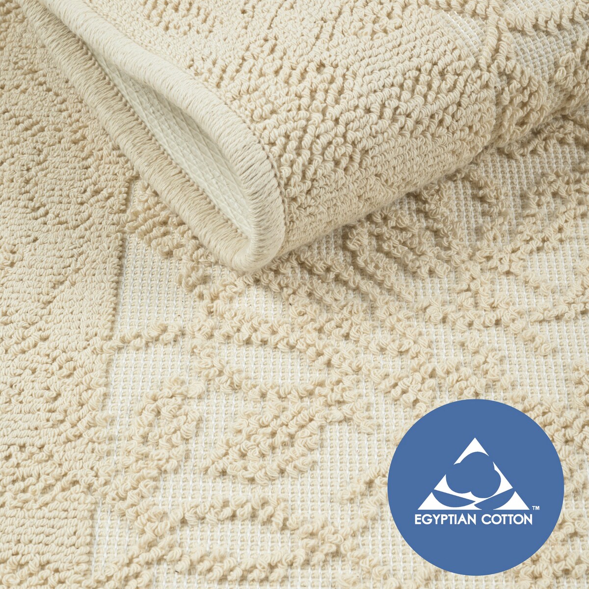 Dywanik łazienkowy Lino 50x80 cm bawełniany ornament beżowy szt