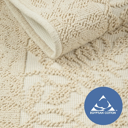 Dywanik łazienkowy Lino 50x80 cm bawełniany ornament beżowy szt