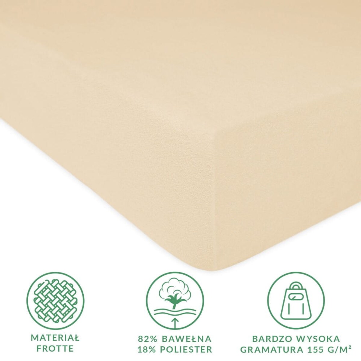 Prześcieradło z bawełny frotte z gumką 200x220 kolor jasny beż