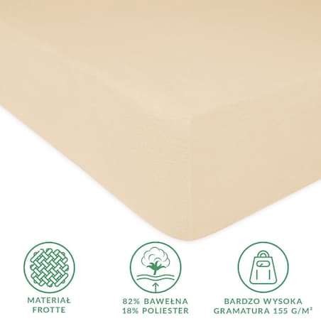 Prześcieradło z bawełny frotte z gumką 200x220 kolor jasny beż