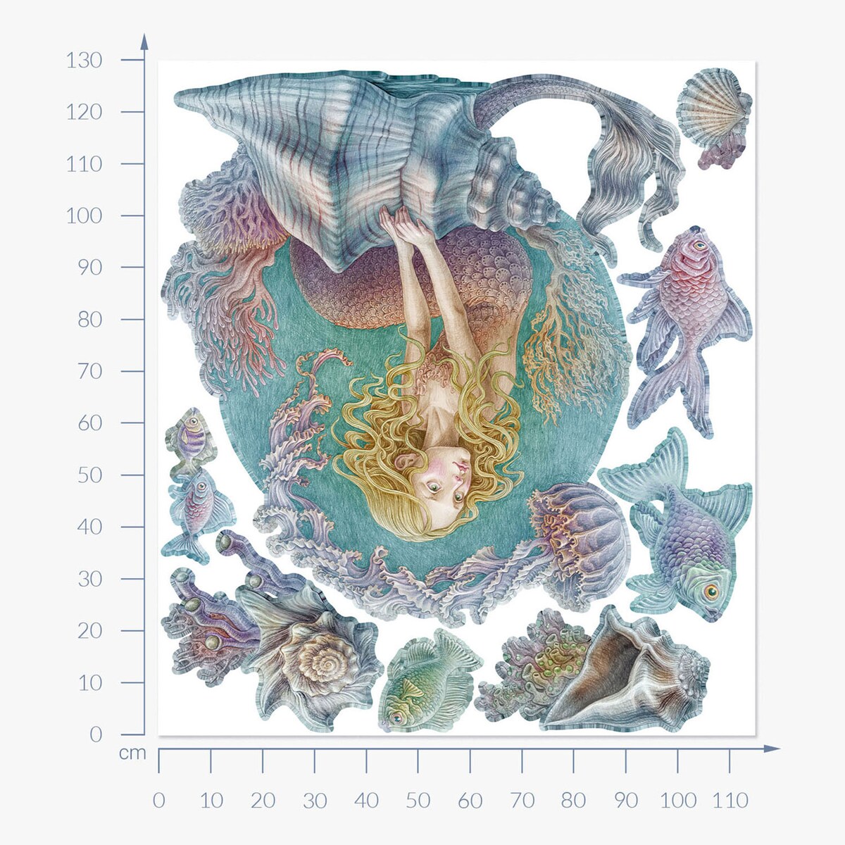Zestaw naklejek na ścianę, Syrenie opowieści, 130cm