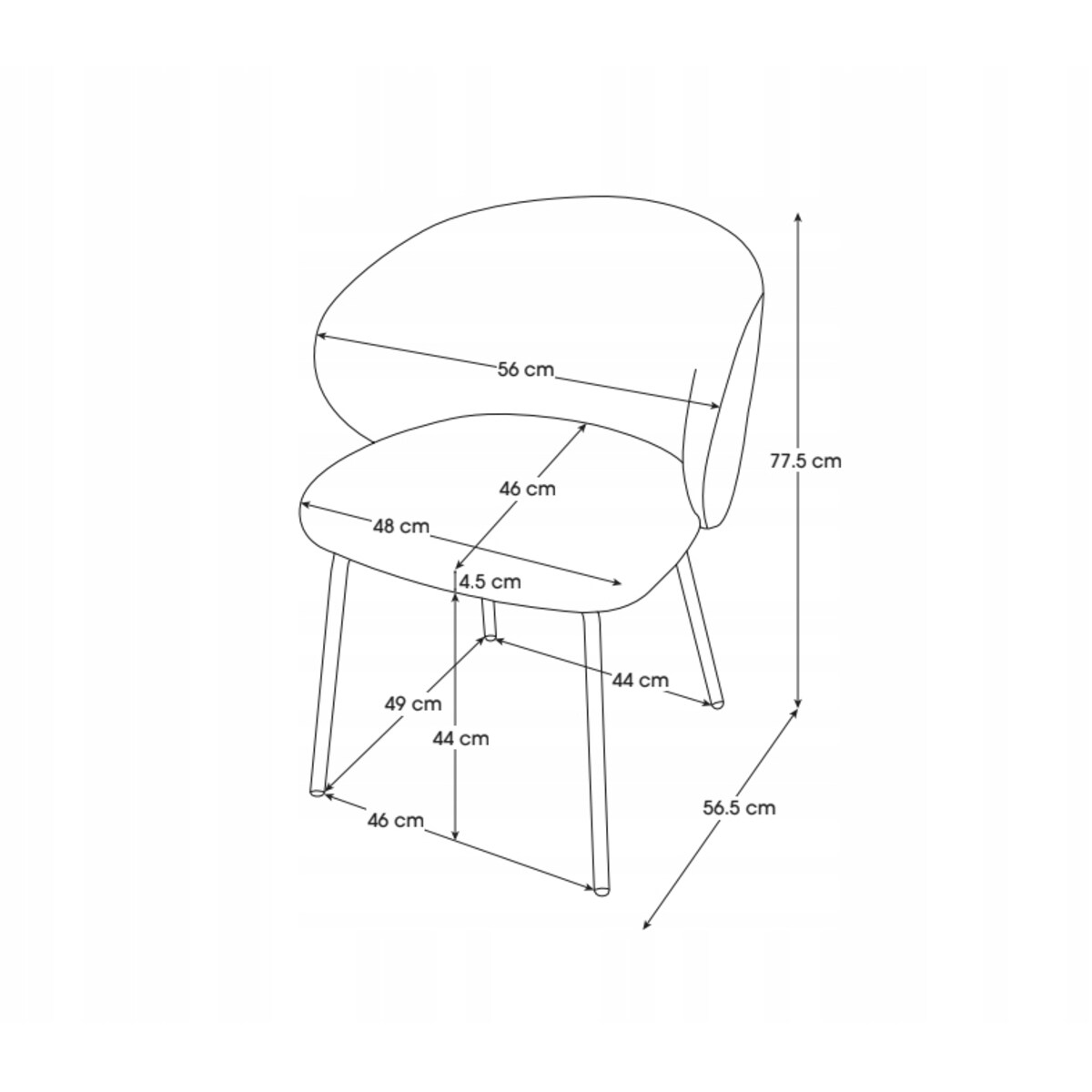 ZESTAW 2 SZTUK Krzesła ZENAR Szaro-Czarne Tapicerowane Nowoczesne Loft