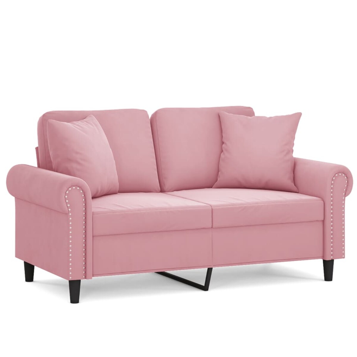 vidaXL 2-osobowa sofa z poduszkami, różowa, 120 cm, aksamit