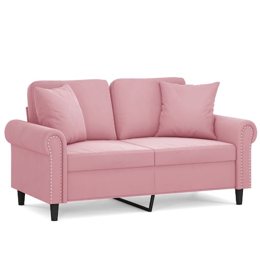 vidaXL 2-osobowa sofa z poduszkami, różowa, 120 cm, aksamit