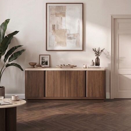 Komoda Duża Zaokrąglona Do Salonu Sypialni Trawertyn Orzech TIERRA 180 cm