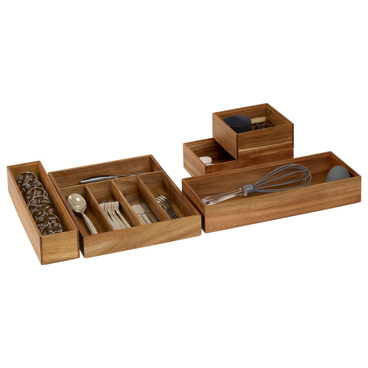 Drewniany organizer na sztućce TIDY SMART, 26 x 35 x 5 cm, kolor brązowy
