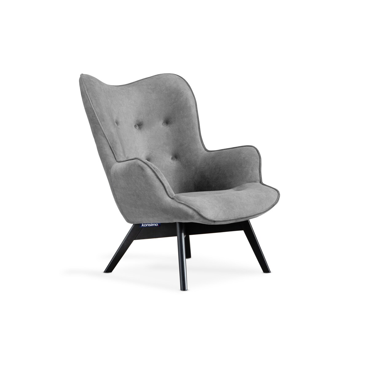 KONSIMO GLORI Fotel relaksacyjny welur z pikowaniem jasnoszary