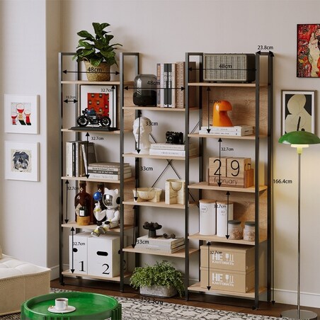 Regał Industrialny Stojący Jasny Brąz Loft Na Książki Pojemny 166 Cm
