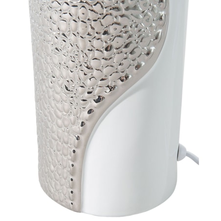 Lampka nocna porcelanowa biało-srebrna AIKEN