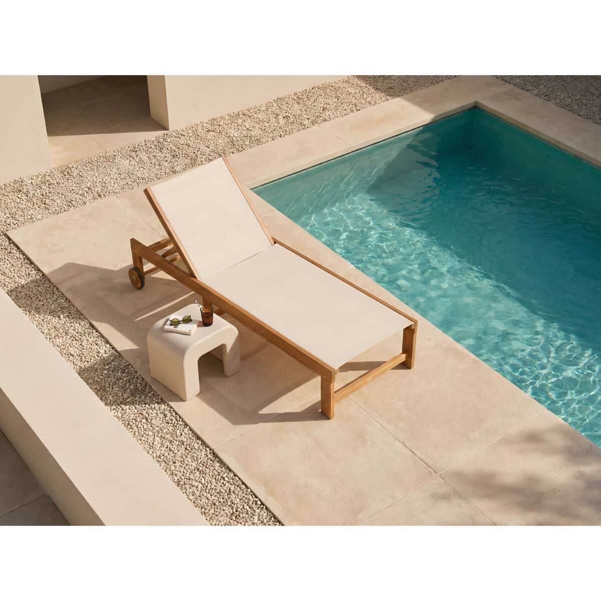 Leżak ogrodowy PEDESINA Drewno akacjowe Beżowy