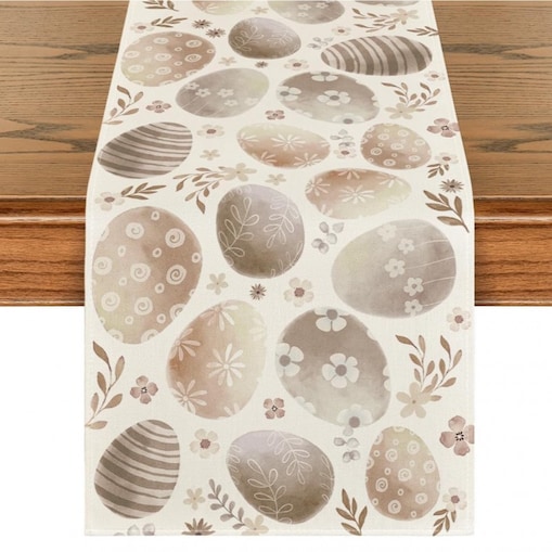 Lniany bieżnik na stół wielkanocny, JAJKA WIELKANOCNE 180 x 33cm BZK11