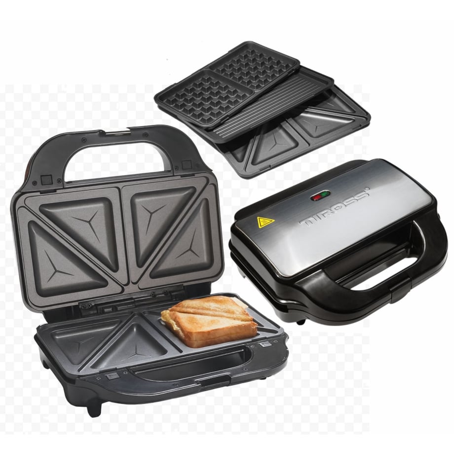 Opiekacz 3 w 1, 900W, , wymienne wkłady, gofry kanapki grill, TIROSS
