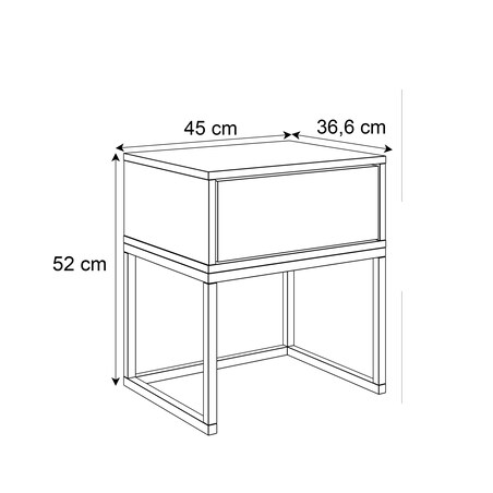 Stolik nocny BLANCO GOLD biały high gloss na złotym stelażu 45x52x36,6 cm