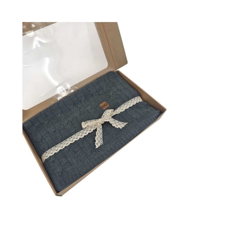 Koc dzianinowy kaszmir 200x220 cm – VERONA200 ANTHRACITE