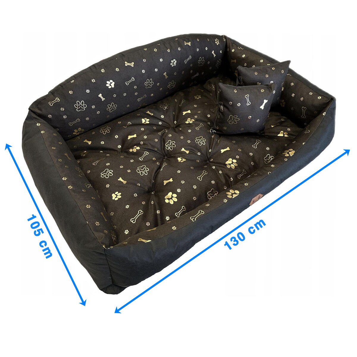 Legowisko Dla Psa Kanapa Posłanie Muszla 130X105 Cm Wodoodporne Poduszki Pikowane Kość Złota