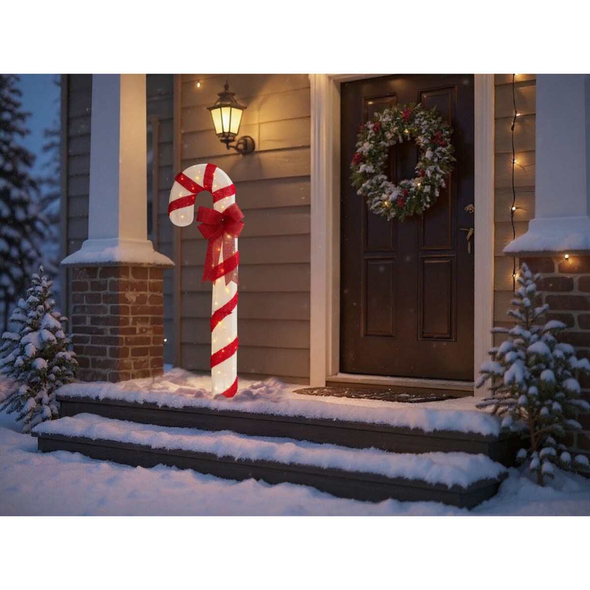 Dekoracja ogrodowa LED ALARNI Laska cukrowa 150 cm Czerwony