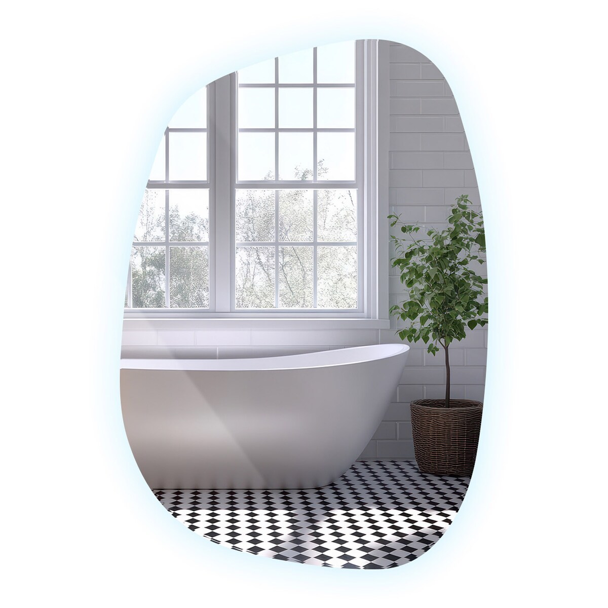 Lustro organiczne ze światłem LED - 49x34 cm - chłodne światło