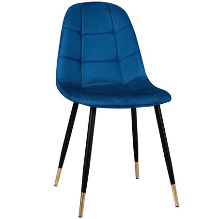 Krzesło tapicerowane pikowane welurowe granatowe złote nogi do salonu