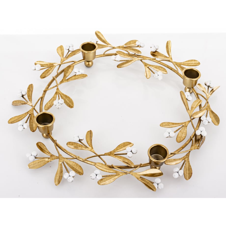 Świecznik metalowy na 4 świece złoty 4,5x32 cm CERCHIO