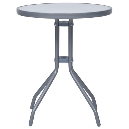 vidaXL Stolik ogrodowy, jasnoszary, 60 cm, stal i szkło