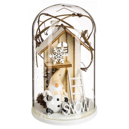 Domek z krasnalem w szklanej kopule 12,5x6,5 cm SNOW