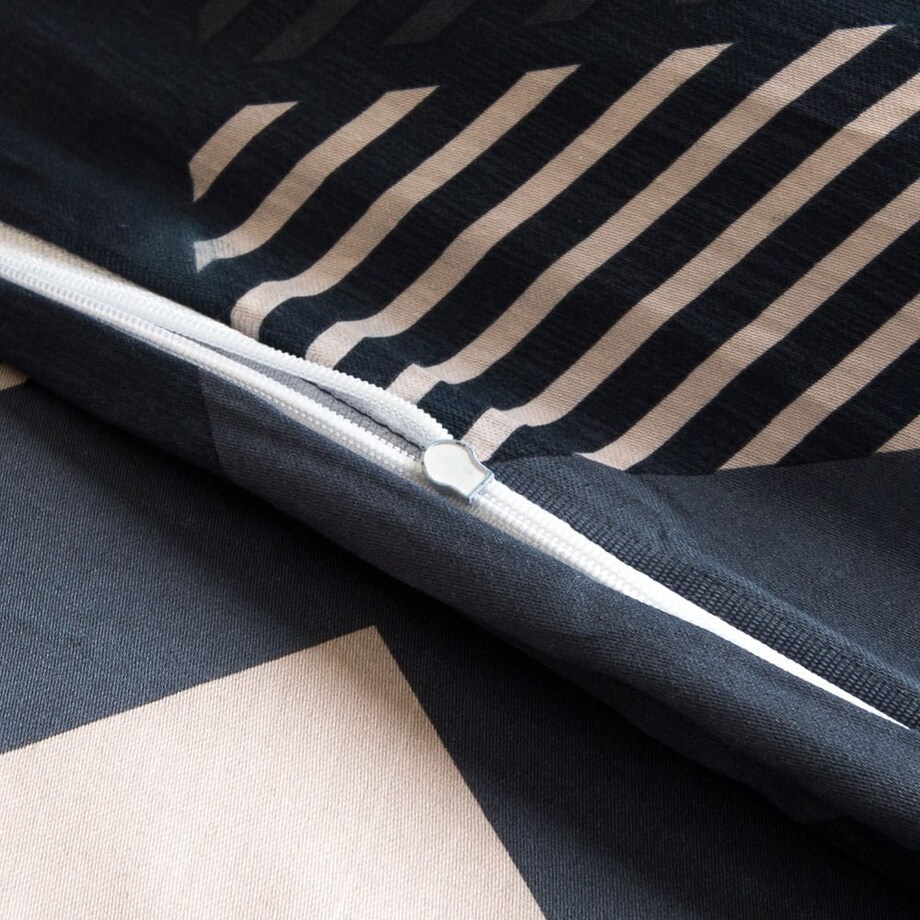 Pościel satyna bawełniana 180x200 Satynlove granatowo kremowy geometryczny wzór