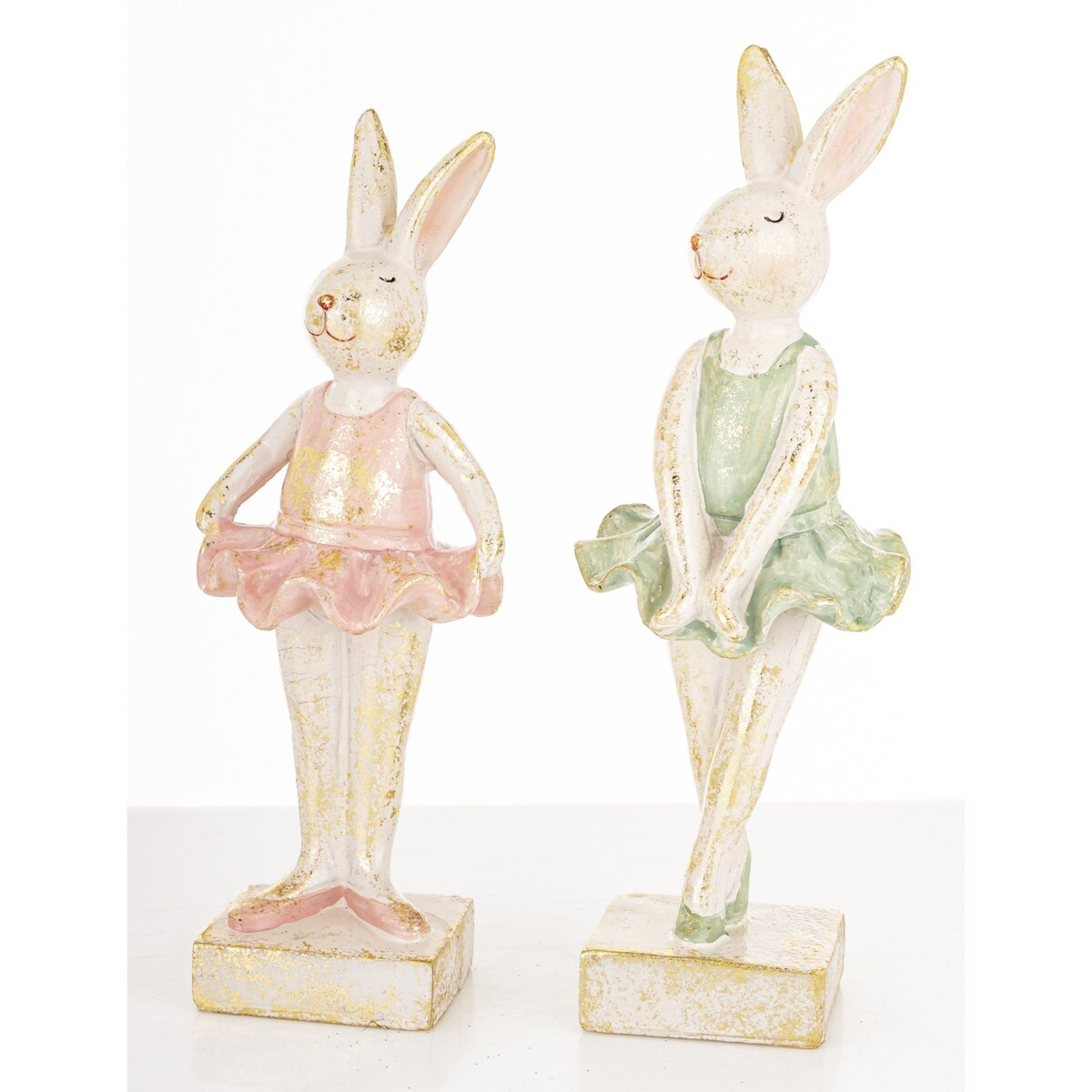 Dekoracja - tańczące króliczki 17,5x6,5x6 cm i 19x7x6,5 cm TANCERKI