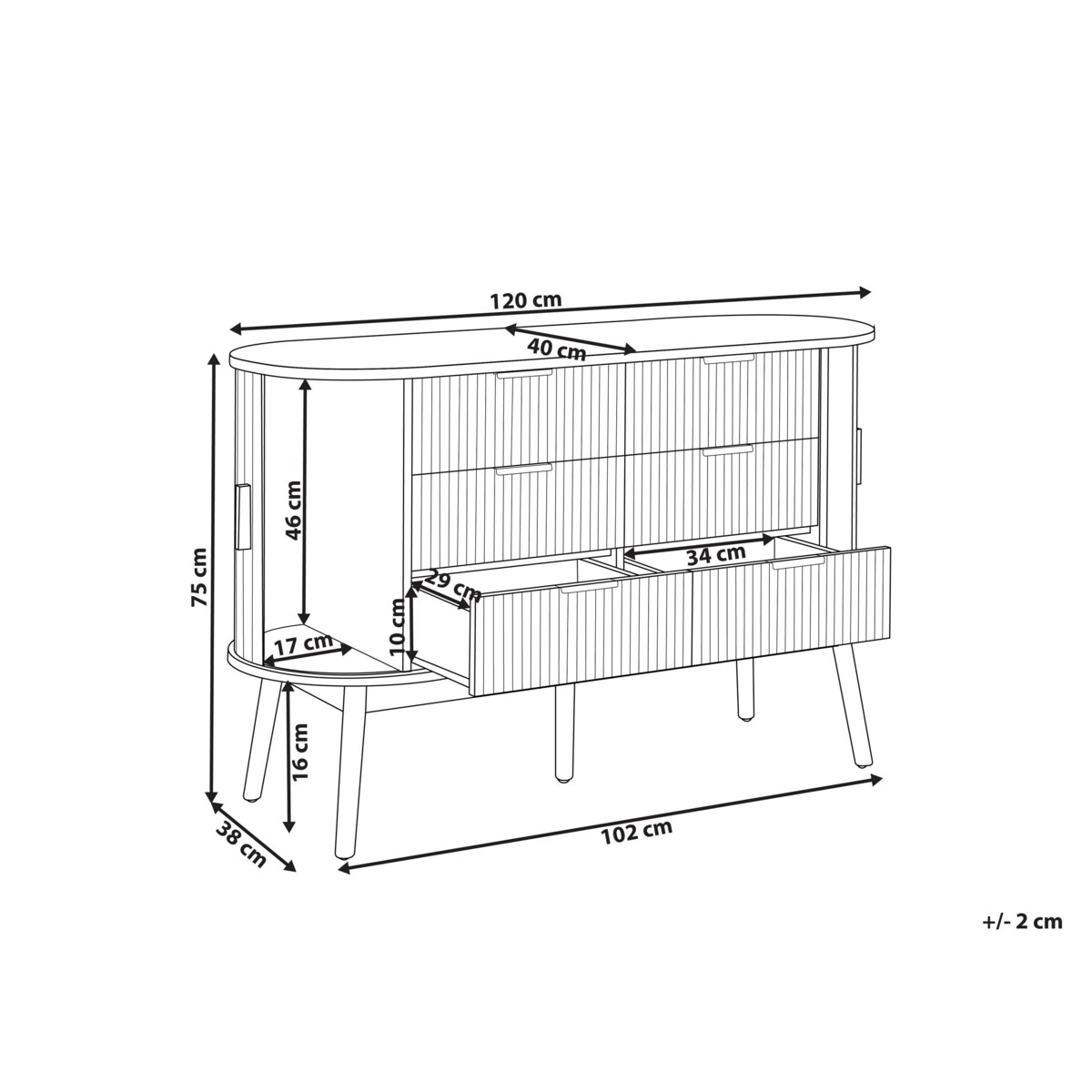 Komoda 6 szuflad jasne drewno SELAH