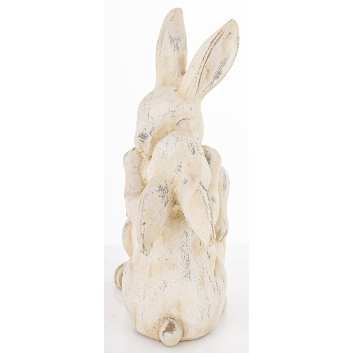 Dekoracja - beżowe cementowe króliki 24x19,5x10 cm ALBIA z synkiem