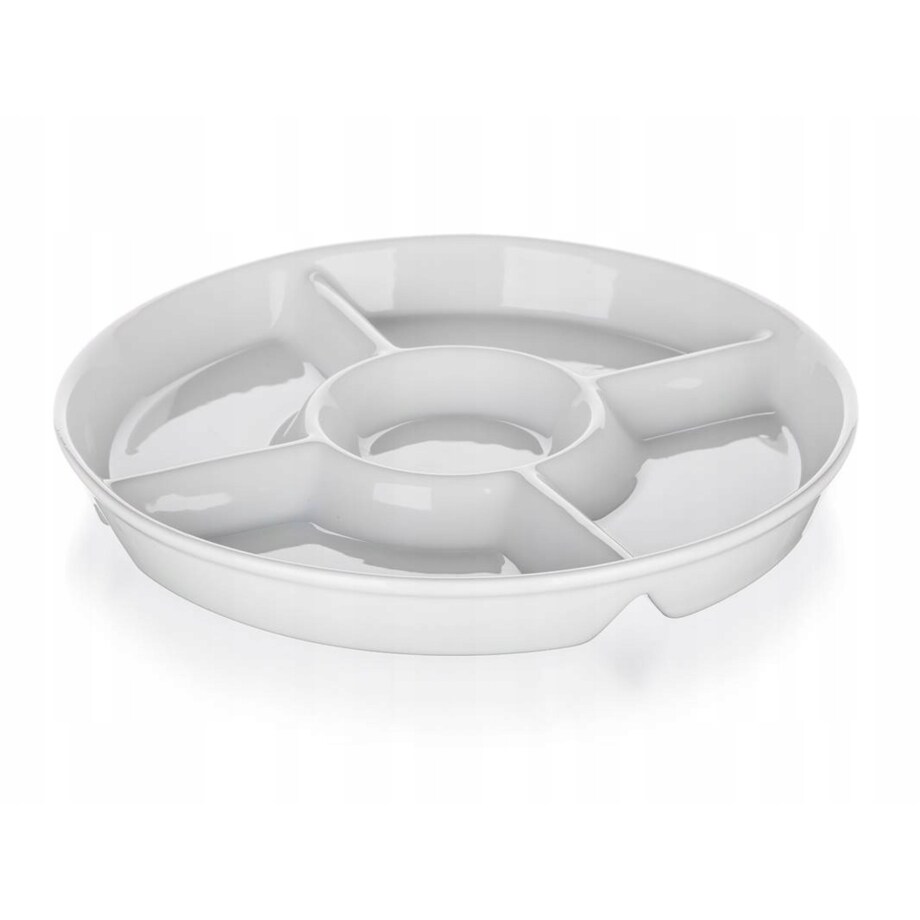 PÓŁMISEK DZIELONY biała ceramika 30 cm NA PRZEKĄSKI okrągła miska talerz