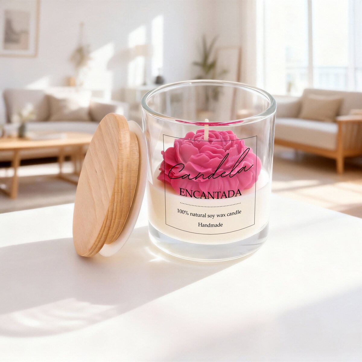 Świeca sojowa zapachowa PEONIA handmade prezent CANDELA ENCANTADA