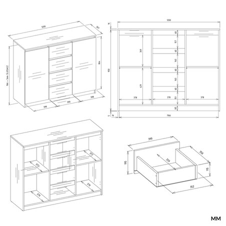Komoda Malwa 2D4S 120 KASZMIR BEŻ