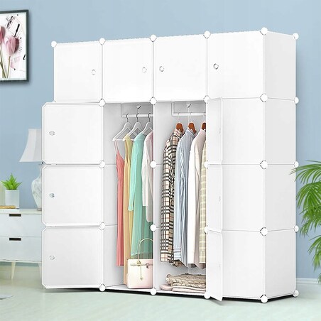 Szafa modułowa garderoba szafka regał półka biała duża drążek