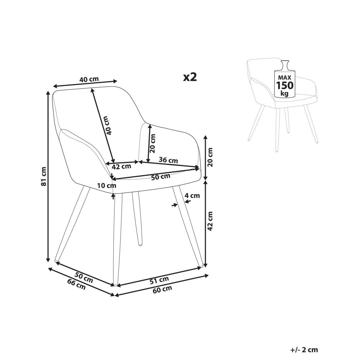 Zestaw 2 krzeseł do jadalni CASMALIA Boucle Złamana biel