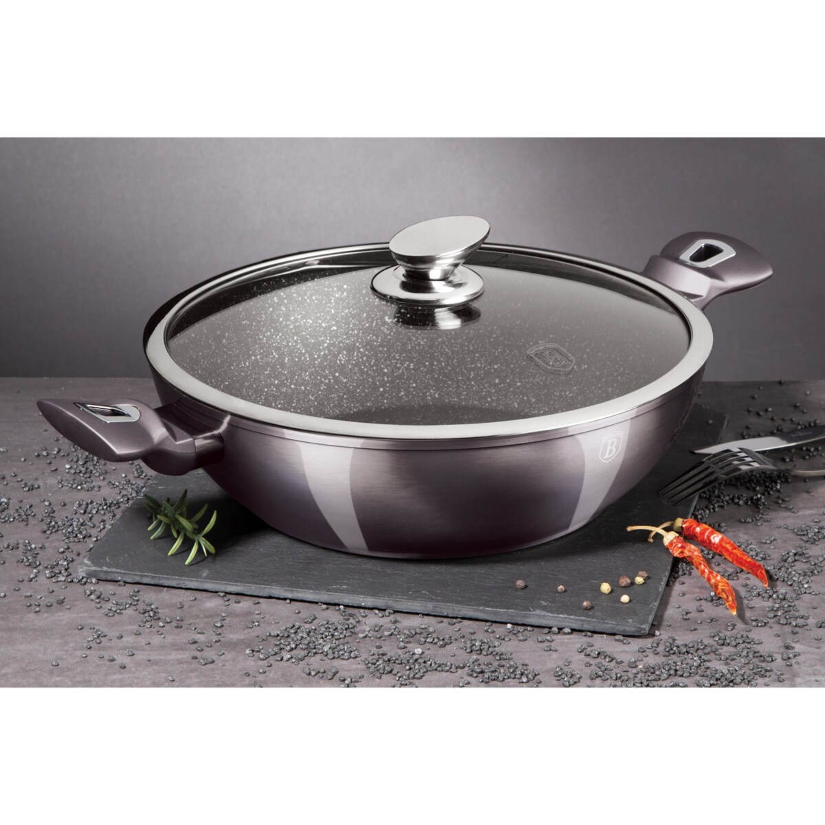 Wok z powłoka granitową 30cm 4L BERLINGER HAUS Carbon Pro