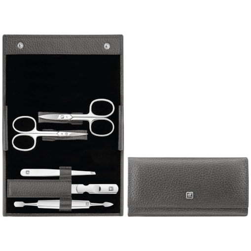 Zestaw podróżny Zwilling Classic Inox – szare, skórzane etui, 5 elementów - Szary