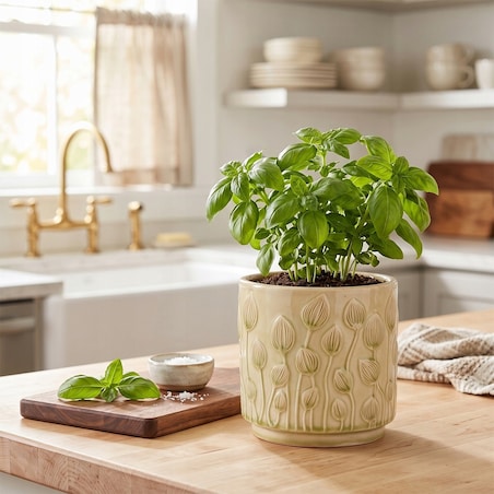 OSŁONKA NA DONICZKĘ CERAMICZNA BEŻOWA 14cm NA KWIATY PARAPET BALKON ZIOŁA