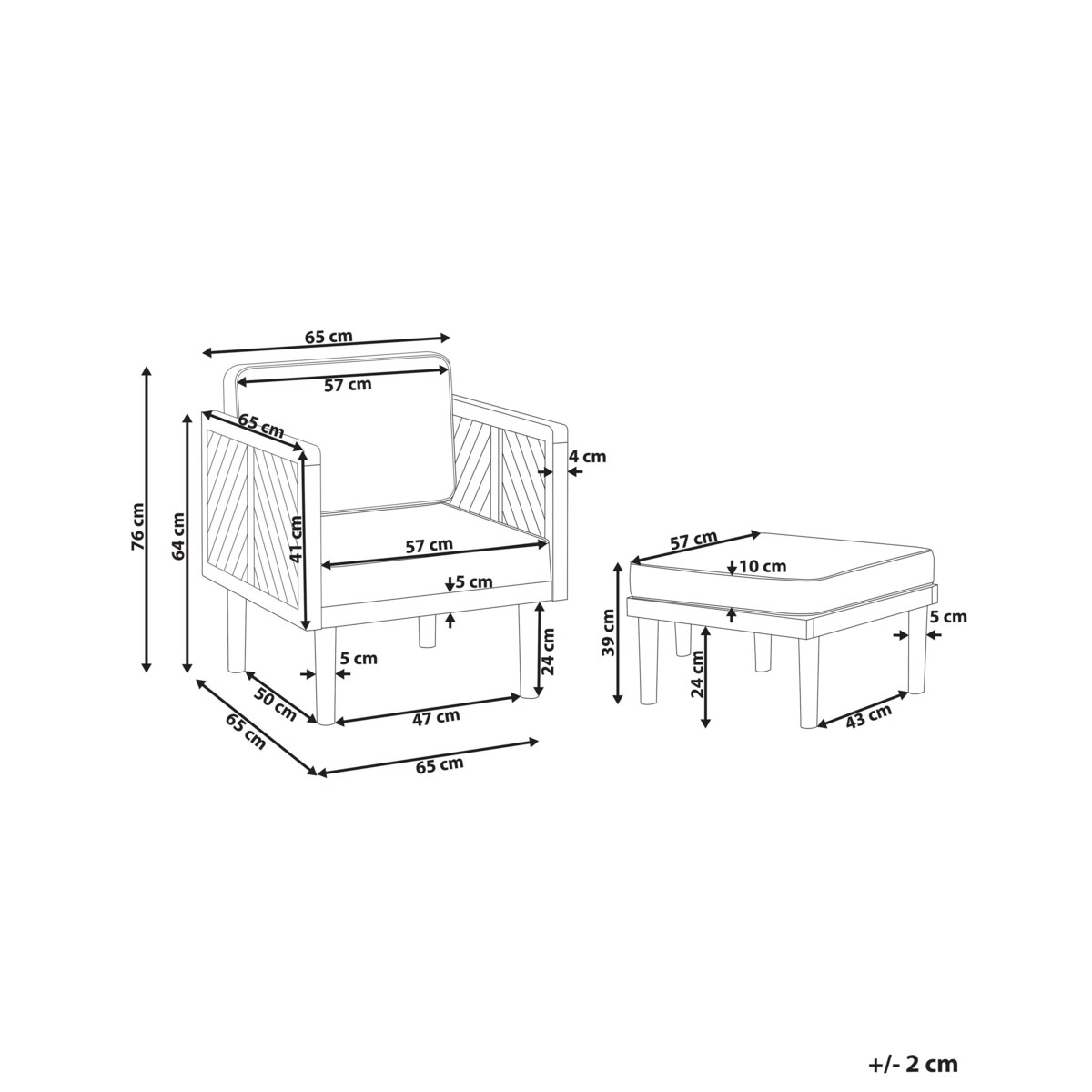 Fotel ogrodowy drewniany z podnóżkiem biały BARATTI