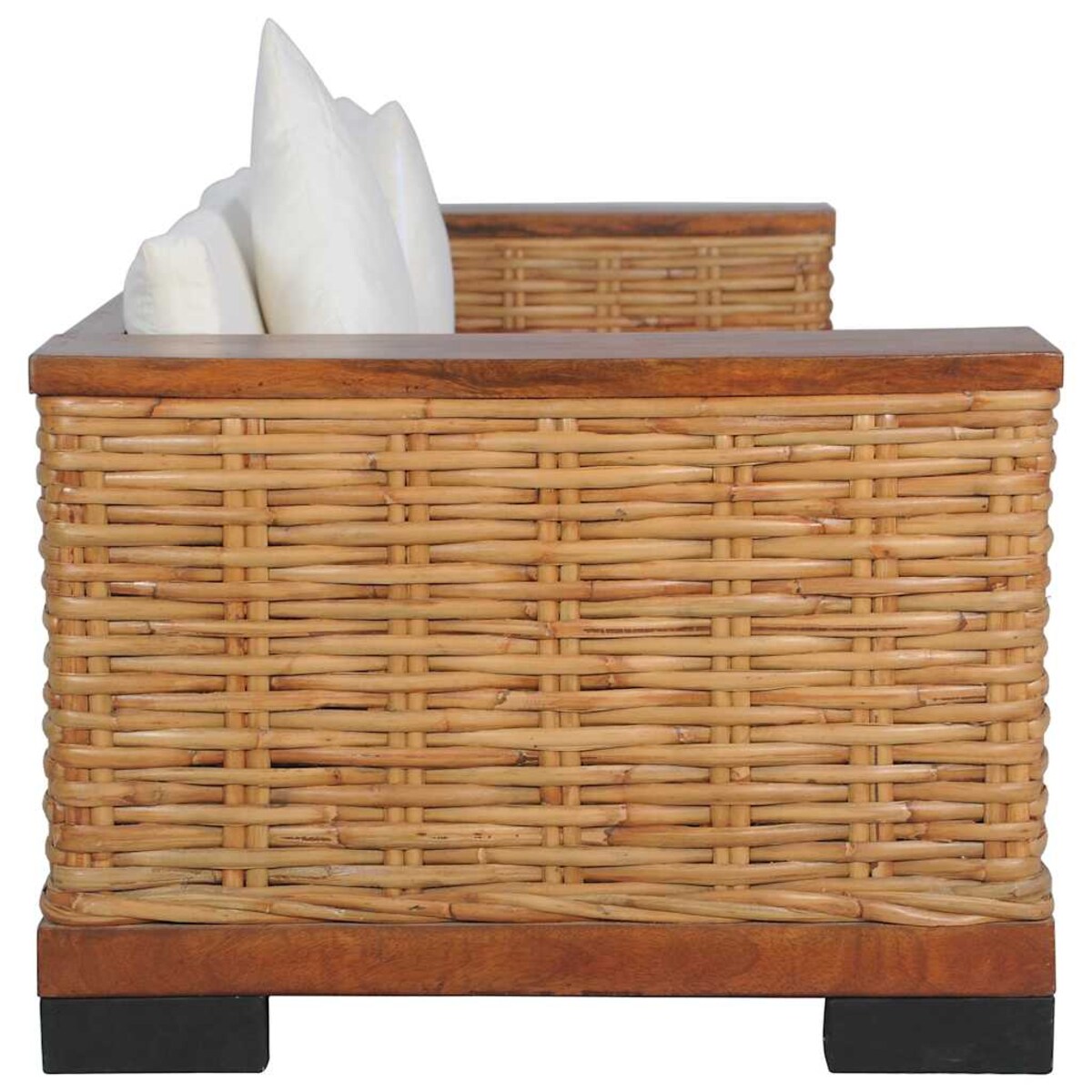 vidaXL 2-cz. zestaw wypoczynkowy, poduszki, brązowy, naturalny rattan