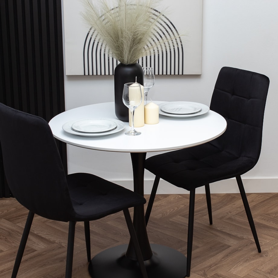 Stół okrągły 80cm biały blat nowoczesny minimalistyczny