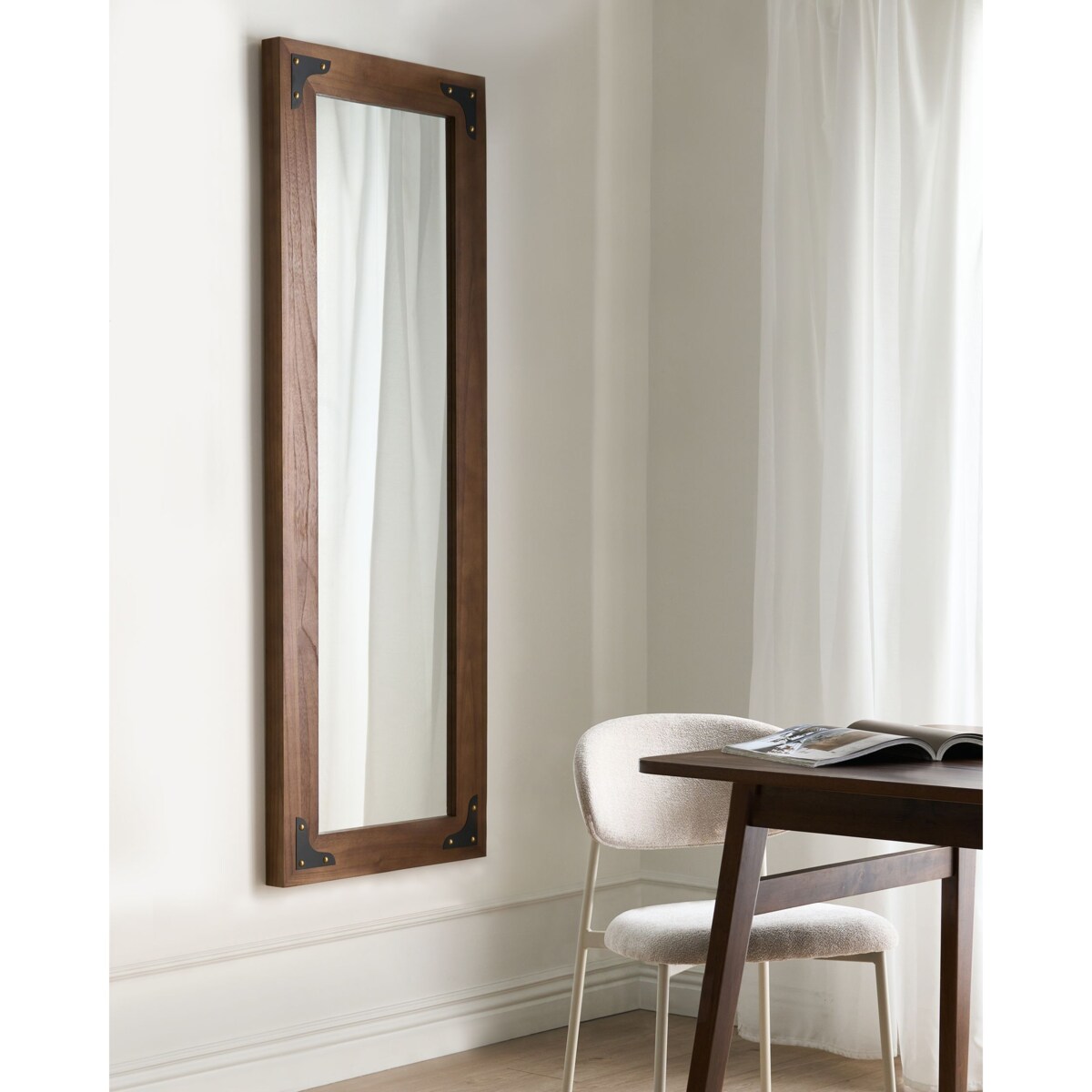 Lustro ścienne BLOSVILLE 58 cm 164 cm Drewno jodłowe Brązowy