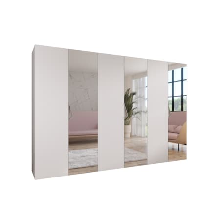 Szafa uchylna z lustrem Sandi 2 300 (3X100) wys 202 cm Biały + u Kaszmir