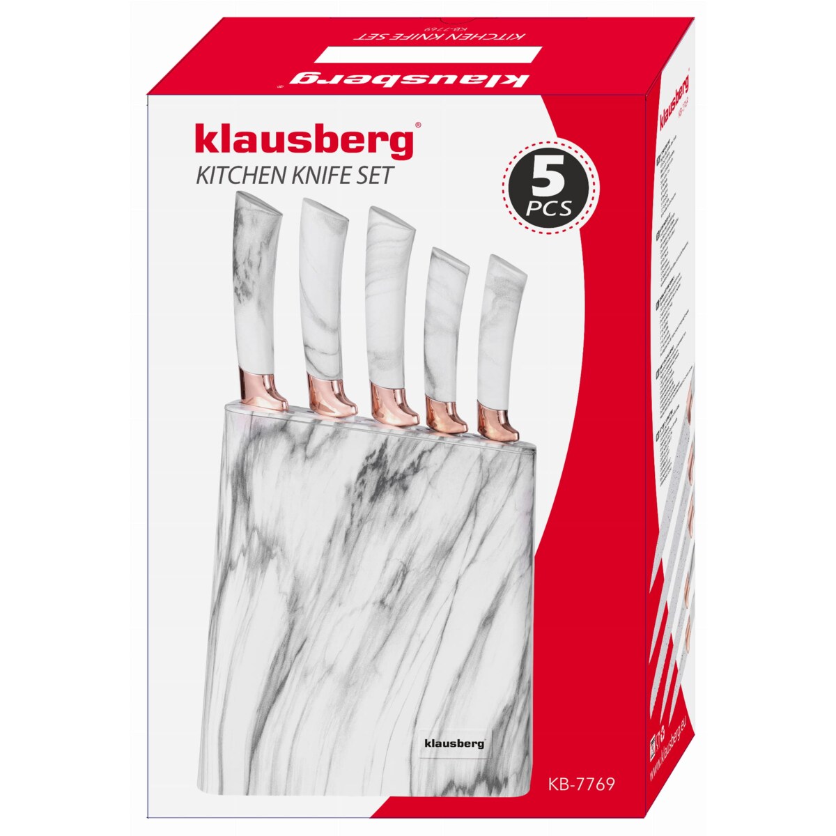 Zestaw noży kuchennych w bloku 5 elementów noże biały KLAUSBERG