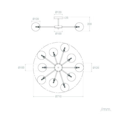 Wielopunktowa lampa sufitowa Milano ABR-ZWZ-10XG9 Abruzzo biały złoty