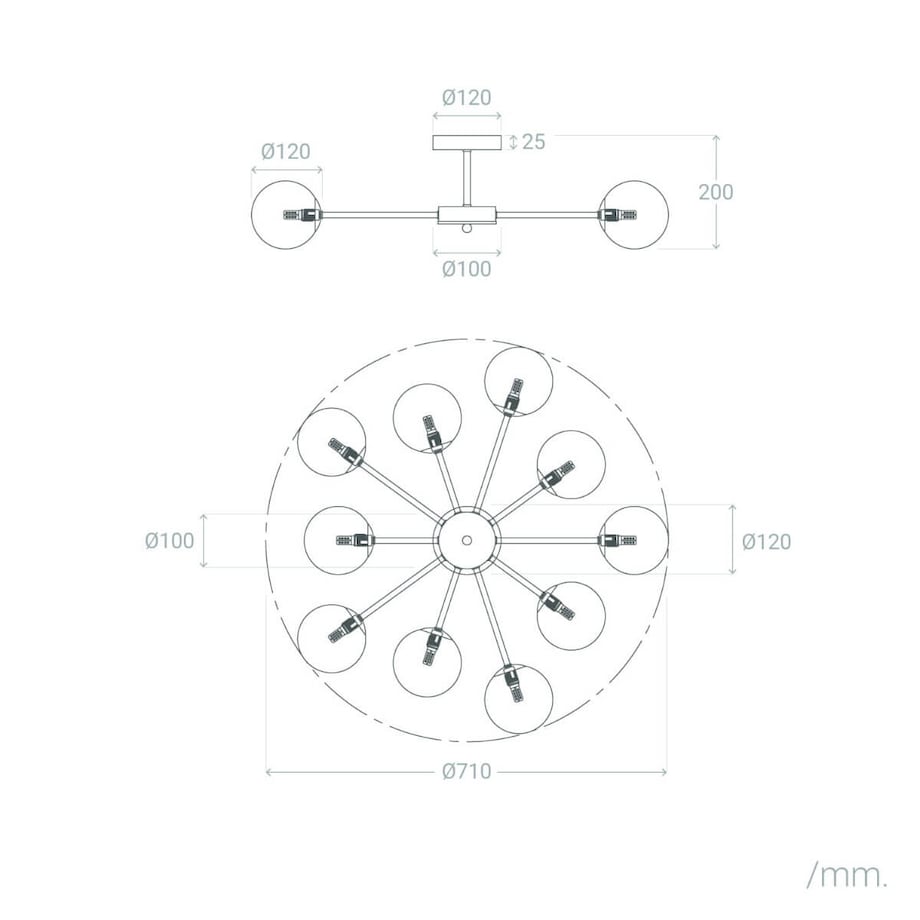 Wielopunktowa lampa sufitowa Milano ABR-ZWZ-10XG9 Abruzzo biały złoty