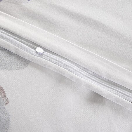 Pościel satyna bawełniana 140x200 Lunara biała w duże pastelowe niebieskie kwiaty, Satynlove